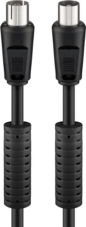 Antennkabel med ferrit (80 dB), dubbelskärmad koaxial-plugg > koaxial-plugg (helt skärmad), 5 m