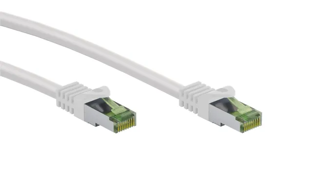 GHMT-certifierad CAT 8.1 patchkabel, S/FTP (PiMF), vit kopparledare, LSZH halogenfri kabelhölje, 0.25 m
