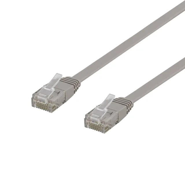U/UTP Cat6 patchkabel, flat, 3m, 250MHz, grå