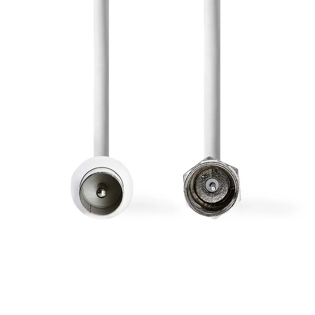 Satellite & Antenn kabel | F Hane | IEC (Koax) Hane | Nickelplaterad | 50 dB | 75 Ohm | Dubbelskärmad | 5.00 m | Rund | PVC | Vit | Kuvert