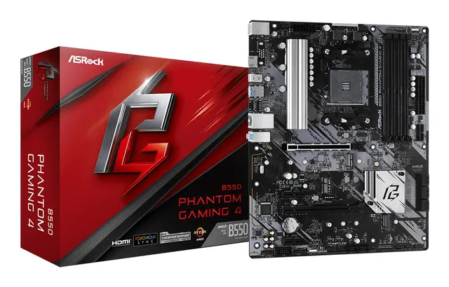 B550 PHANTOM GAMING 4 Moderkort - AMD B550 - AMD AM4 - DDR4 RAM - ATX