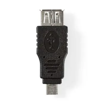 USB Mikro-B Adapter | USB 2.0 | USB Micro-B Hane | USB-A Hona | 480 Mbps | Nickelplaterad | PVC | Svart | Blister