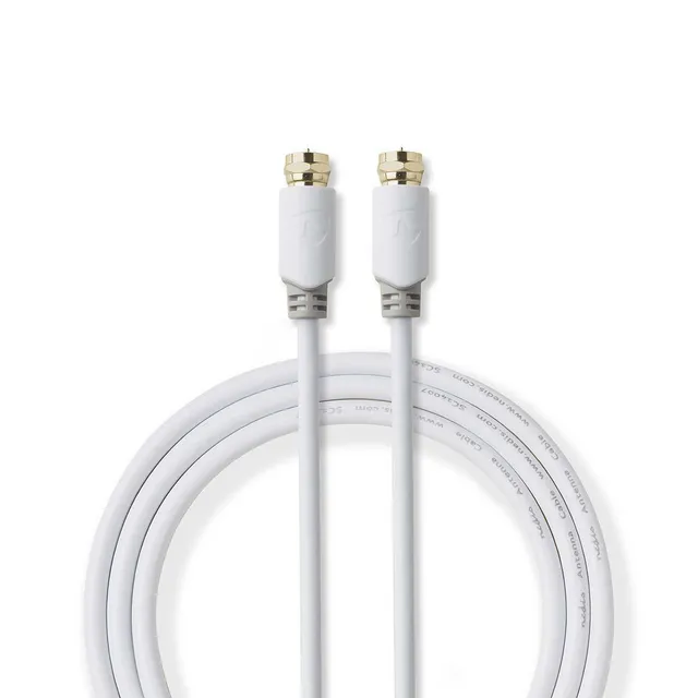 Satellite & Antenn kabel | F Hane | F Hane | Guldplaterad | 90 dB | 75 Ohm | Enskaligt skydd | 5.00 m | Rund | PVC | Vit | Låda