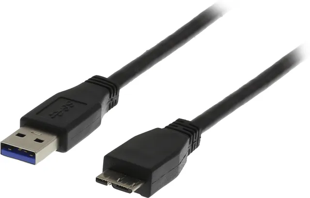 USB 3.0 kabel - Typ A hane - Typ Micro B hane - 1m - Svart