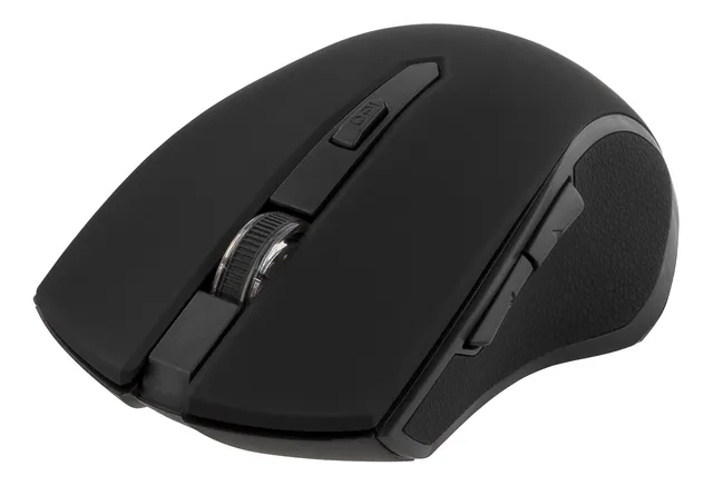 trådlös optisk mus, 5 knappar med scroll, 1600 DPI, USB, svart