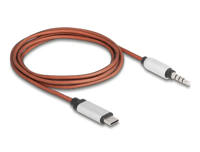 DeLOCK Ljudkabel - USB-C hane till mini-phone stereo 3.5 mm hane - 1.2 m - silver, orange