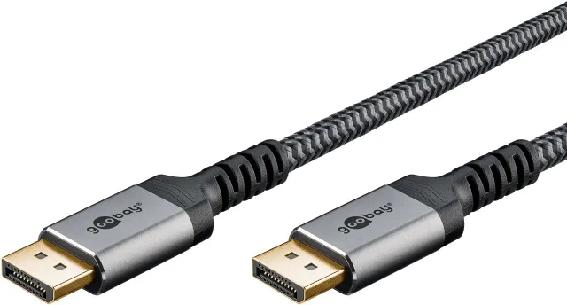 DisplayPort-kabel, DP 1.4, 1 m, Sharkskin Grey Displayport™ plugg > Displayport™ plugg