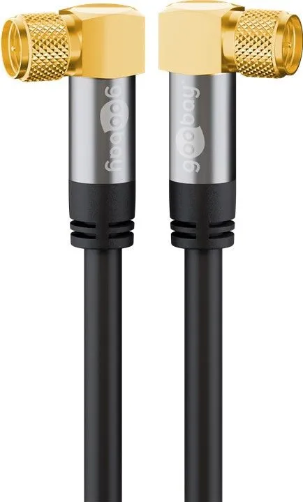 SAT-antennkabel (135 dB), 4x skärmad guldpläterad, F-plugg 90° > F-plugg 90°, 1 m