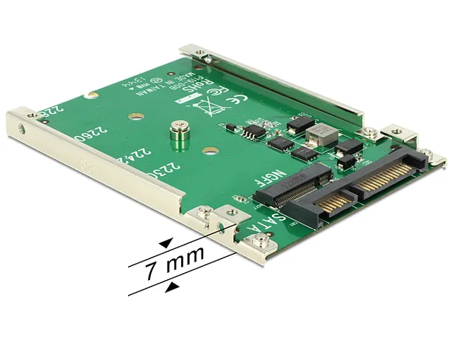 2.5″ Converter SATA 22 pin > 1 x M.2 key B - 7 mm