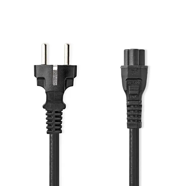 Strömkabel | Strömkontakt Hane | IEC-320-C5 | Rak | Rak | Nickelplaterad | 2.00 m | Rund | PVC | Svart | Label