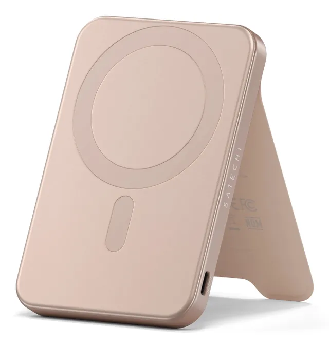 OntheGo Qi2 5K Magnetic Power Bank with Stand 5000mAh, 20W -varavirtalähde, Aavikkoruusu