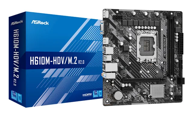 H610M-HDV/M.2 R2.0 Moderkort - Intel H610 - Intel LGA1700 - DDR4 RAM - Micro-ATX