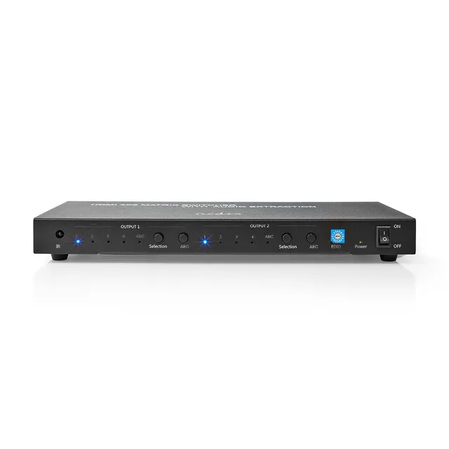 HDMI ™ matris omkopplare | 4x 2 Portar port(s) | 4x HDMI™ Input | 2x 3.5 mm / 2x HDMI™ Output / 2x TosLink | 4K@60Hz | 18 Gbps | Fjärrstyrd | Metall | Antracit