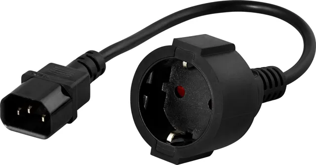 apparatadapter, IEC C14 hane till CEE 7/4 (Schuko) hona, 0,5m (DEL-109P-