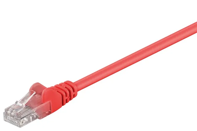 Patchkabel CAT 5e, U/UTP, röd, 0,5 m kopparklädd aluminiumtråd (CCA)