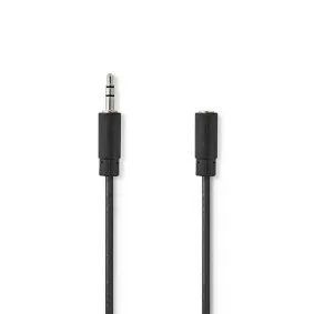 Stereoljudkabel | 3.5 mm Hane | 3.5 mm Hona | Nickelplaterad | 3.00 m | Rund | Svart | Label