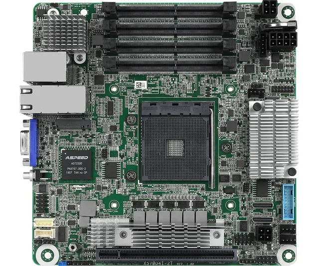 Rack X570D4I-2T, AMD Socket AM4, X570, Mini-ITX, 4xDDR4, PCI Express, M.2 + SATA3 RAID, USB 3.2 Gen2, 2x10Gbe