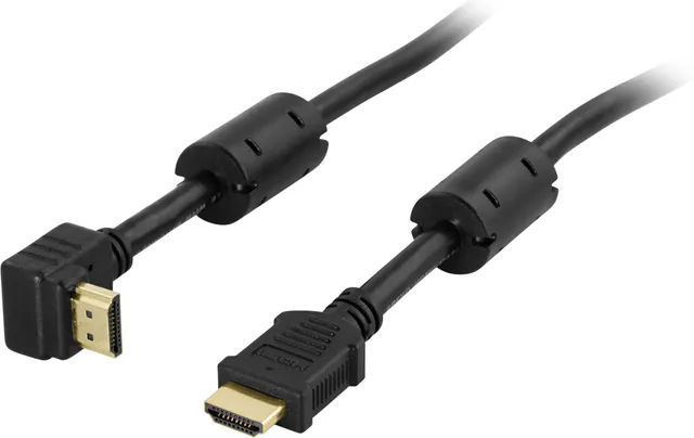 Vinklad HDMI Kabel High Speed with Ethernet - Svart - 5m