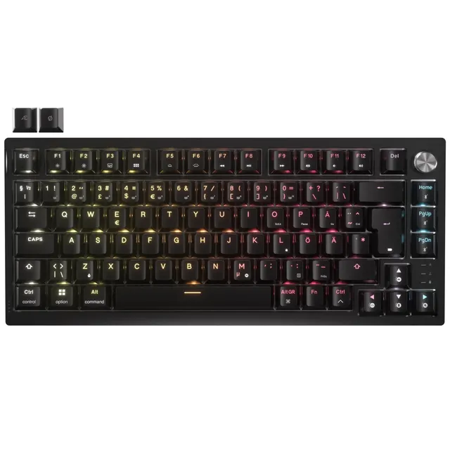 CORSAIR K65 PLUS Wireless - Tangentbord - 75% - compact - bakgrundsbelyst - trådlös - QWERTY - Nordisk - tangentbrytare: CORSAIR MLX Fusion