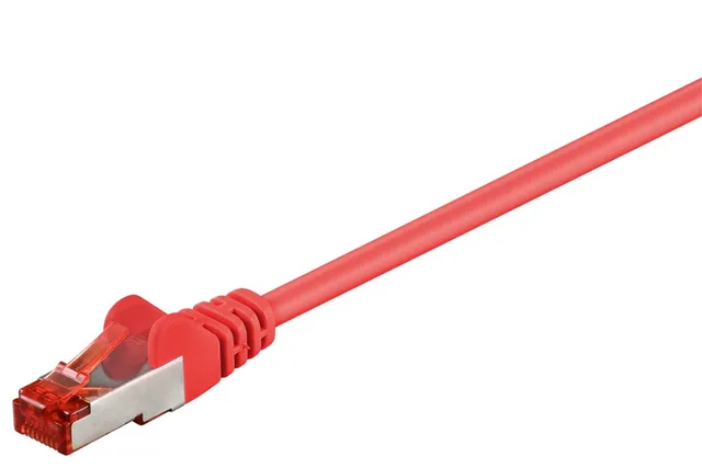 Patchkabel CAT 6, S/FTP (PiMF), röd, 0,5 m kopparklädd aluminiumtråd (CCA)