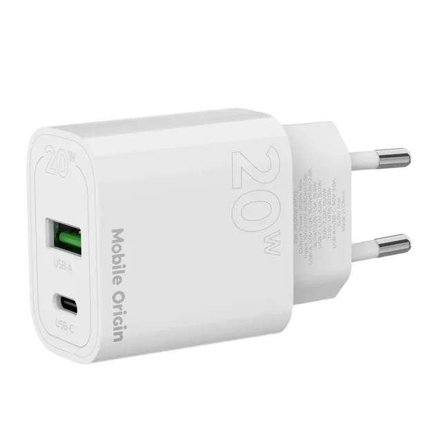 PD20W Wall Charger MO12 - white 1 USB-A + 1 USB-C