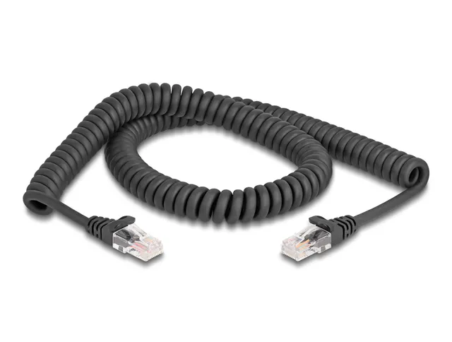 - Nätverkskabel - RJ-45 (hane) till RJ-45 (hane) - 2 m - 5 mm - CAT 5e - formpressad, hakfri, spiral - svart
