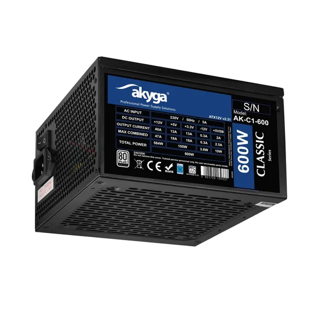 Classic Series AK-C1-600 - power supply - 600 watt Strömförsörjning - 600 Watt - 120 mm - ATX 2.31 - 80 Plus White certificate (upp till 80% effektivitet)