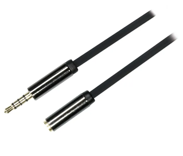 Ljudkabel förlängning - 3,5mm hane till 3,5mm hona - 1m - Svart