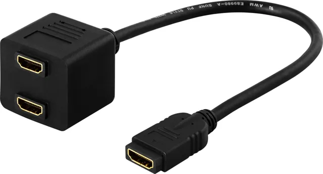 Adapter HDMI ho till 2xHDMI ho Svart