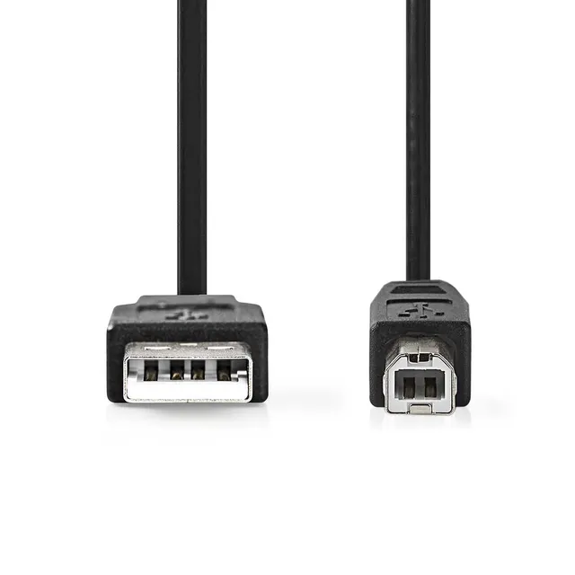 USB-kabel | USB 2.0 | USB-A Hane | USB-B Hane | 480 Mbps | Nickelplaterad | 1.00 m | Rund | PVC | Svart | Låda