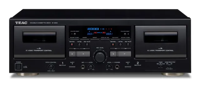 W-1200 - dual cassette deck - Dubbelt kassettdäck - Svart