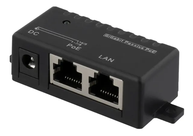 PoE Gigabit injektor för PoE/PoE+, 1000Mbps, 48W, svart