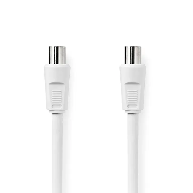 Koaxialkabel | IEC (Koax) Hane | IEC (Koax) Hona | Nickelplaterad | 90 dB | 75 Ohm | Dubbelskärmad | 2.00 m | Rund | PVC | Vit | Label