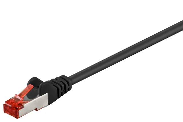 Patchkabel CAT 6, S/FTP (PiMF), svart, 0,15 m kopparledare (CU), halogenfri kabelhölje (LSZH)