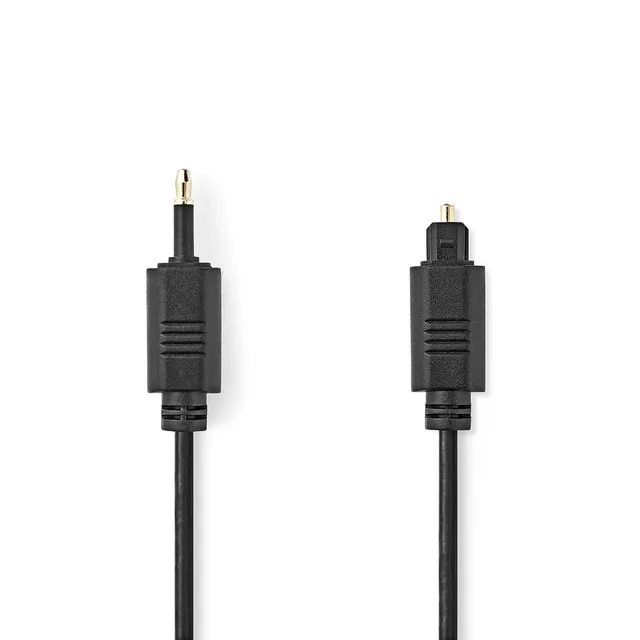 Optisk ljudkabel | TosLink Hane | Mini-Toslink | 1.00 m | Rund | PVC | Svart | Label