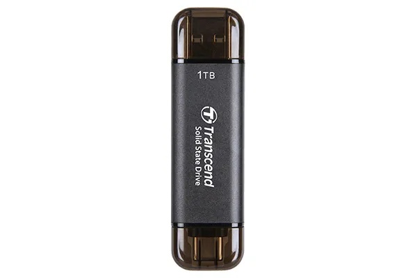 ESD310C 1 Tt USB 3.2 Gen 2x2 (USB-C/USB-A) -ulkoinen SSD, laitteistosalaus, salasanasuojaus, pelikäyttöön, musta