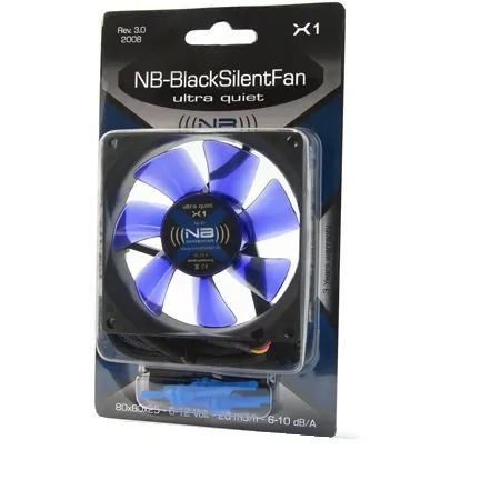 BlackSilentFan X-1 - Chassi fläkt - 80mm - Svart med blåa vingar - 10 dBA