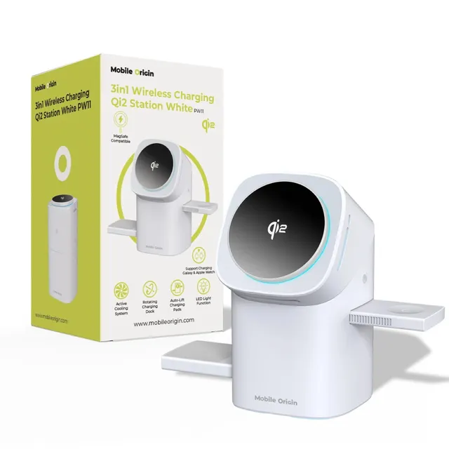 3in1 Wireless Charging Qi2 Station PW11 - white