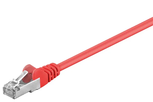 Patchkabel CAT 5e, F/UTP, röd, 1 m kopparklädd aluminiumtråd (CCA)