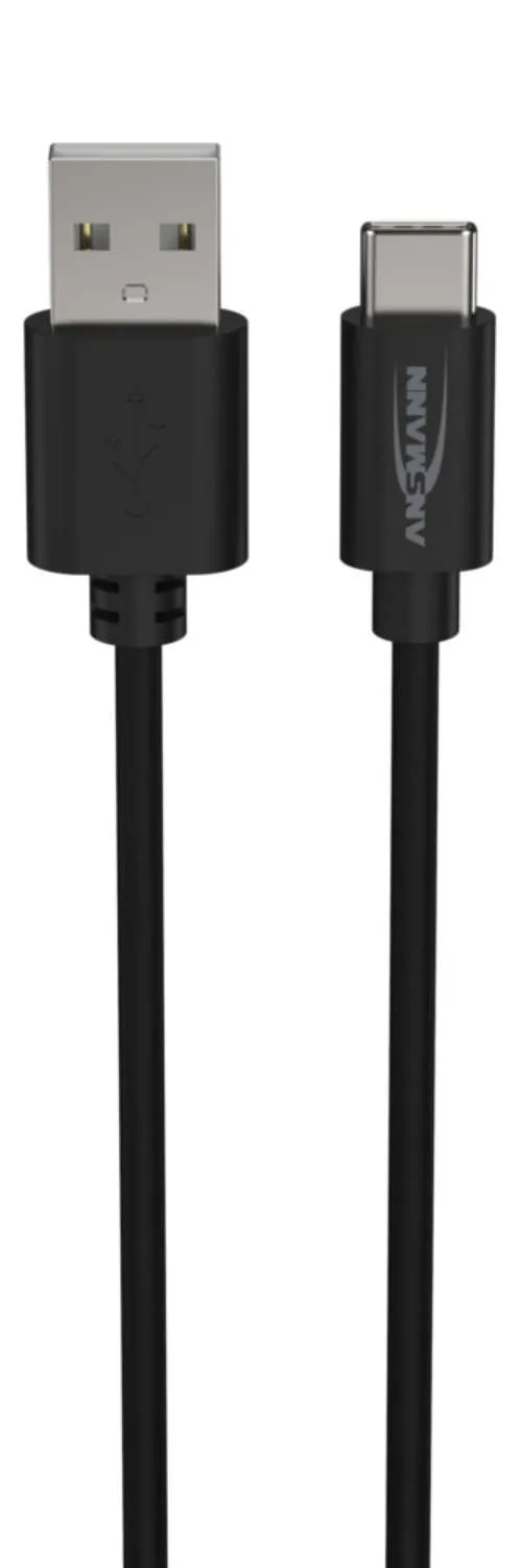 USB-A – USB-C -kaapeli, 1 m, musta