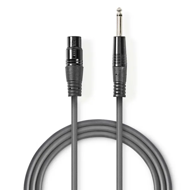 Obalanserad ljudkabel | XLR 3-stifts hona | 6.35 mm Hane | Nickelplaterad | 5.00 m | Rund | PVC | Mörkgrå | Kartonghylsa