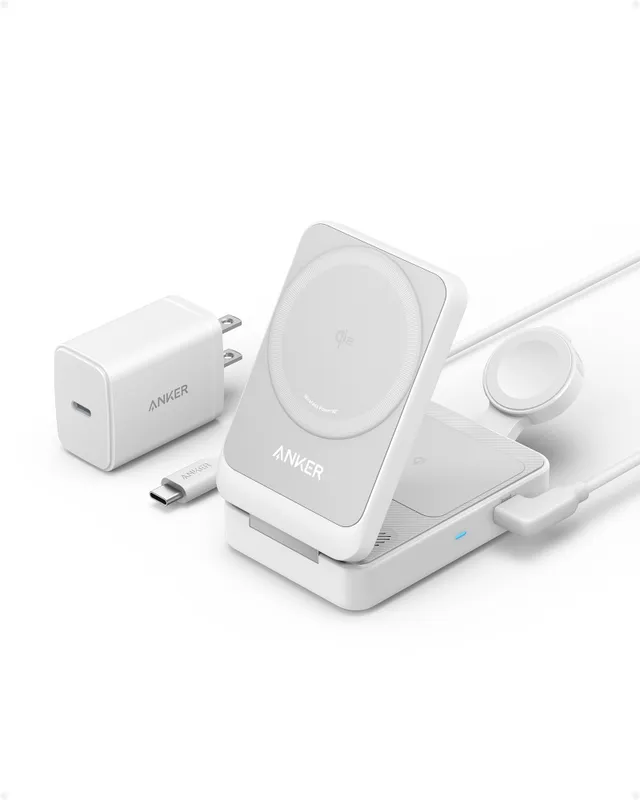 MagGo Wireless Charging Station (Foldable 3-in-1) - White