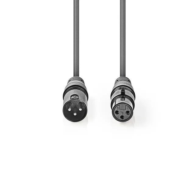 DMX adapterkabel | XLR 3-stifts hane | XLR 3-stifts hona | Nickelplaterad | 15.0 m | Rund | PVC | Mörkgrå | Presentbox