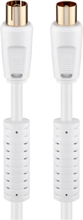 Antennkabel med ferrit (80 dB), dubbelskärmad koaxial-plugg > koaxial-plugg (helt skärmad)