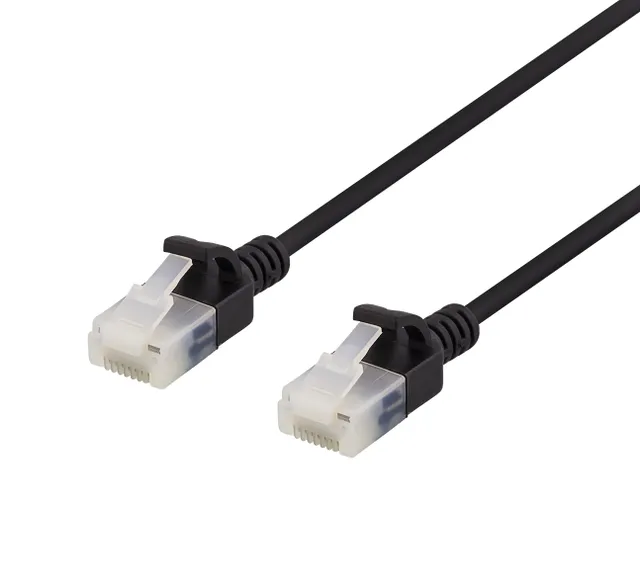 U/UTP Cat6a patchkabel, slim, 3,5mm i diameter, 2m, svart