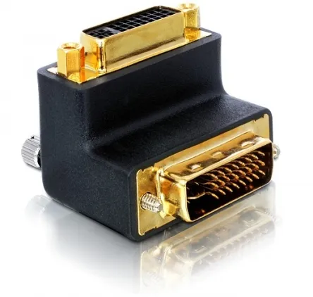 DVI-adapter, Dual Link DVI-D ha-ho, vinklad, guldpl, svart (65173)
