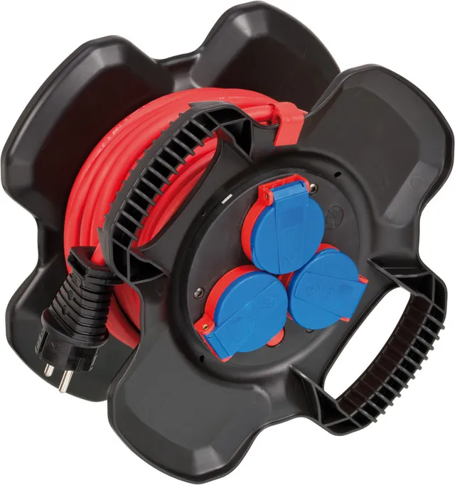 X-Gum Rubber Cable Reel IP44 10m H07RN-F 3G1.5 - Förlängningsvinda - utgångskontakter: 3 - 10 m sladd - svart