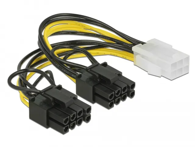 - Strömkabel - 6-stifts PCIe-ström (hona) till 8-stifts PCIe-ström (6+2) (hane) - 12 V - 15 cm - sprintlåsning