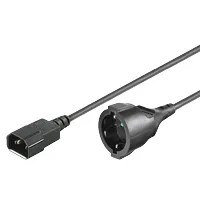 Apparatkabel, rak IEC 60320 C14 - rak CEE 7/4, 1,5m, svart