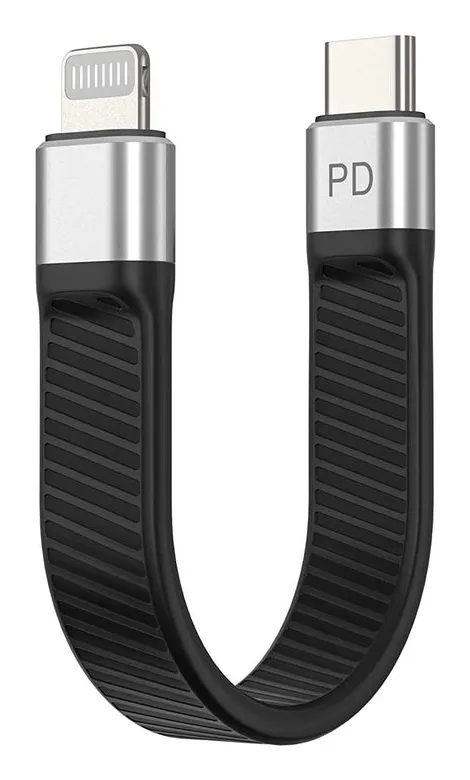 kort flatkabel 14cm USB-C till Lightning snabbladdning PD18W chipset C94